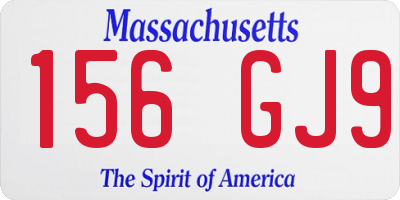 MA license plate 156GJ9