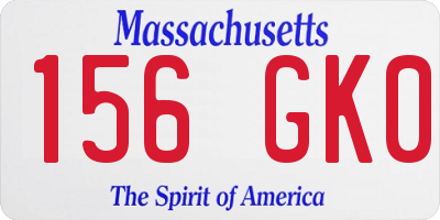 MA license plate 156GK0