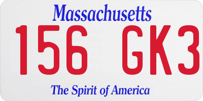 MA license plate 156GK3