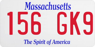 MA license plate 156GK9