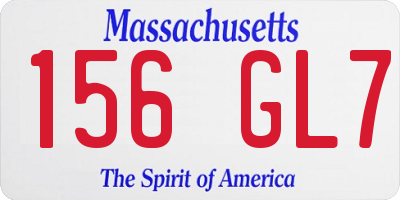 MA license plate 156GL7