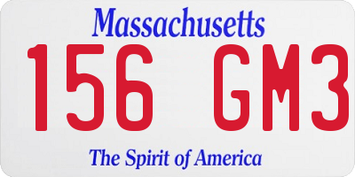 MA license plate 156GM3