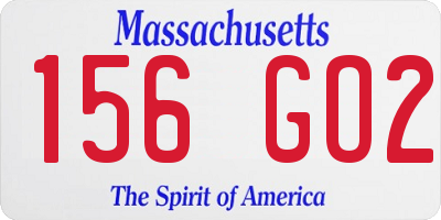 MA license plate 156GO2