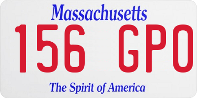 MA license plate 156GP0