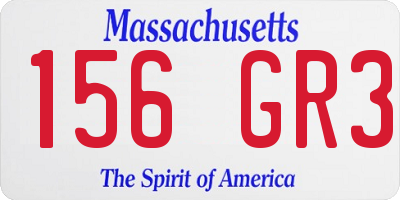 MA license plate 156GR3