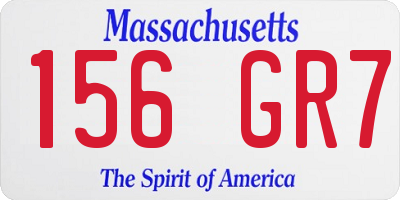 MA license plate 156GR7