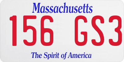 MA license plate 156GS3