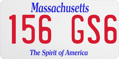 MA license plate 156GS6