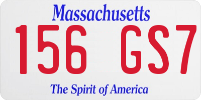 MA license plate 156GS7