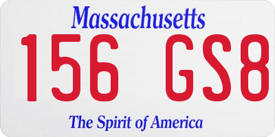 MA license plate 156GS8