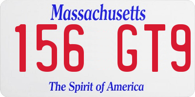 MA license plate 156GT9