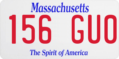 MA license plate 156GU0