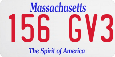 MA license plate 156GV3