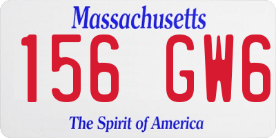 MA license plate 156GW6