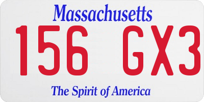 MA license plate 156GX3