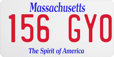 MA license plate 156GY0