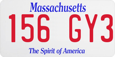 MA license plate 156GY3
