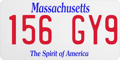 MA license plate 156GY9