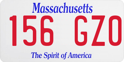 MA license plate 156GZ0