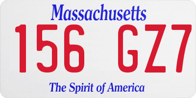MA license plate 156GZ7