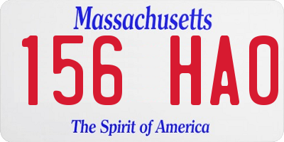 MA license plate 156HA0