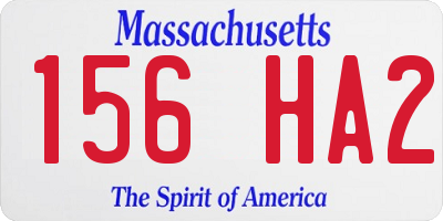 MA license plate 156HA2
