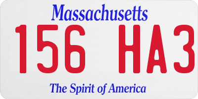 MA license plate 156HA3