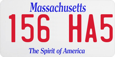MA license plate 156HA5