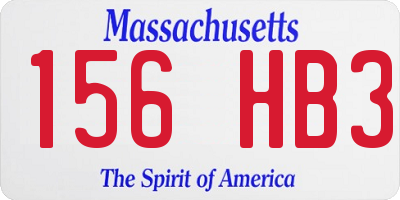 MA license plate 156HB3