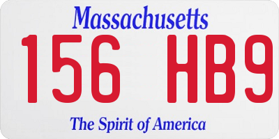 MA license plate 156HB9