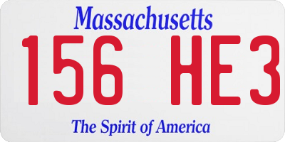 MA license plate 156HE3