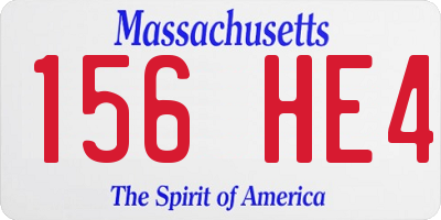 MA license plate 156HE4