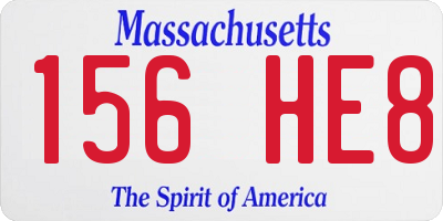 MA license plate 156HE8