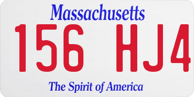 MA license plate 156HJ4