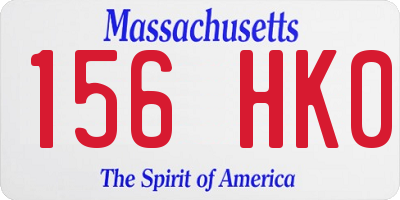 MA license plate 156HK0