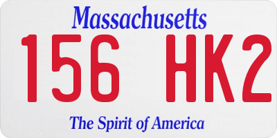 MA license plate 156HK2