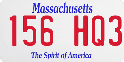 MA license plate 156HQ3