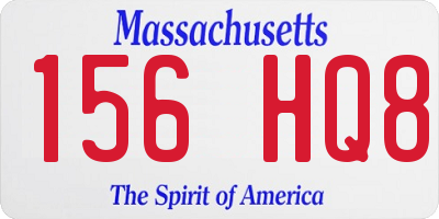 MA license plate 156HQ8