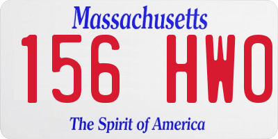 MA license plate 156HW0