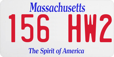 MA license plate 156HW2