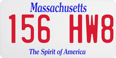 MA license plate 156HW8