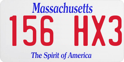 MA license plate 156HX3