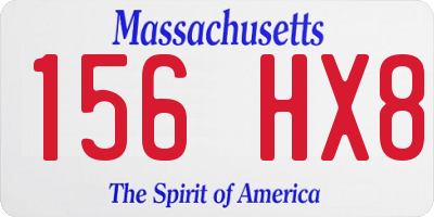 MA license plate 156HX8