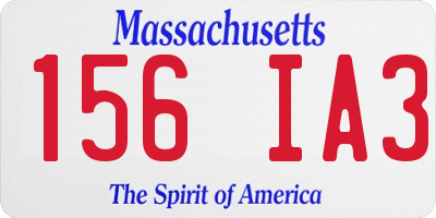 MA license plate 156IA3