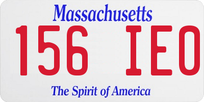 MA license plate 156IE0