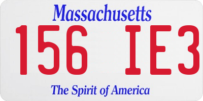 MA license plate 156IE3