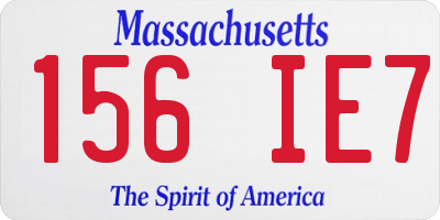 MA license plate 156IE7