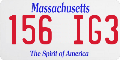 MA license plate 156IG3