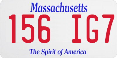 MA license plate 156IG7