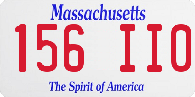 MA license plate 156II0
